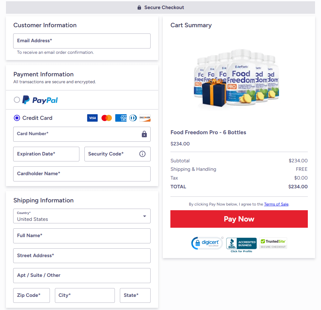 Food Freedom Pro order form